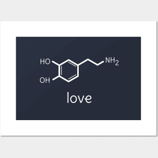 Funny Love Dopamine Molecule Chemistry T-Shirt Posters and Art